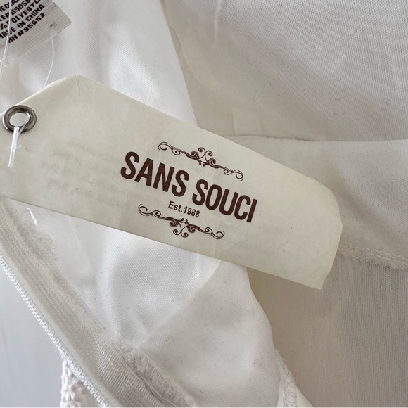 Sans Souci-Floral Appliqué Off White/Cream Strapless Mini Dress (Size:Medium) - Picture 7 of 9